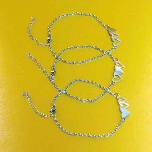 3 Sisters Bracelets Best Friends Necklace for 3 Set of 3 Heart Bracelets 3 BFF 3 Bestie Long Distance Friendship Gift