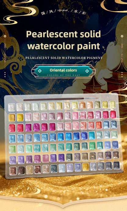 12/98/150/180 Colors Pearl Solid Water Color Paint Set Portable Professional Watercolor Painting School Art Supplies Stationery