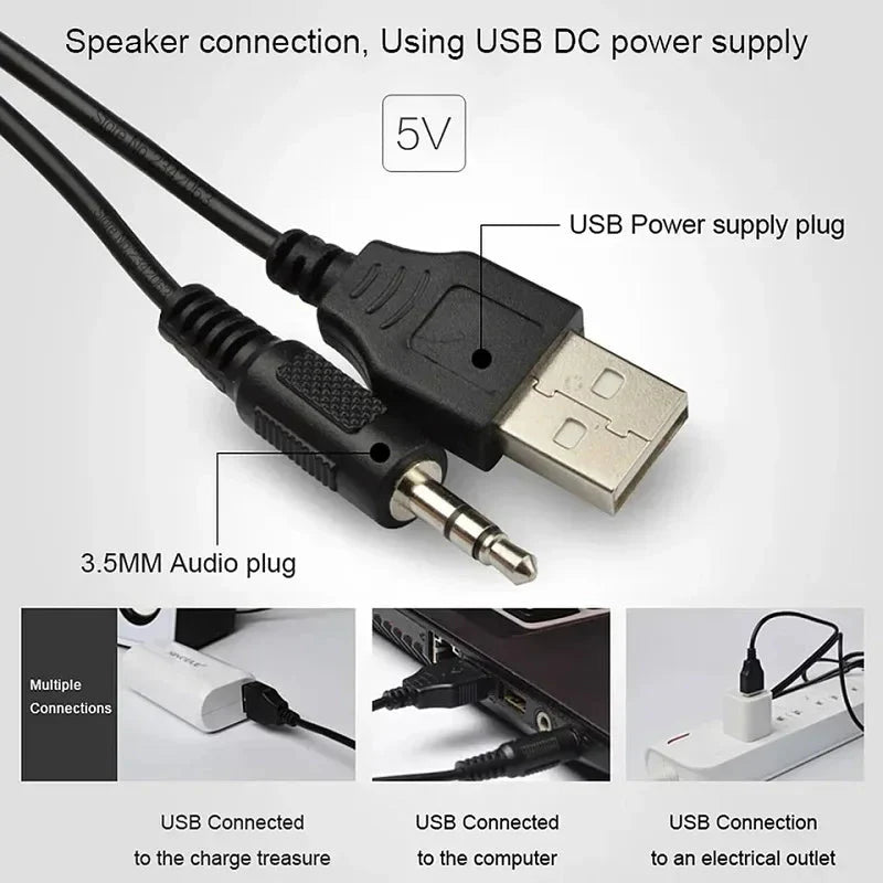 New Universal Full Range 3D PC Speaker Box Bar Stereo Bass Cannon DJ Music Computer Speakers USB for Laptop Telephone TV