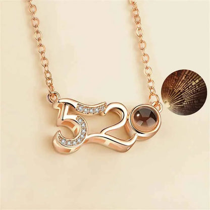New Letter Necklace 100 Languages I Love You Projection Pendant Necklace Women Jewelry Collier Femme Bijoux Best Friends Gifts