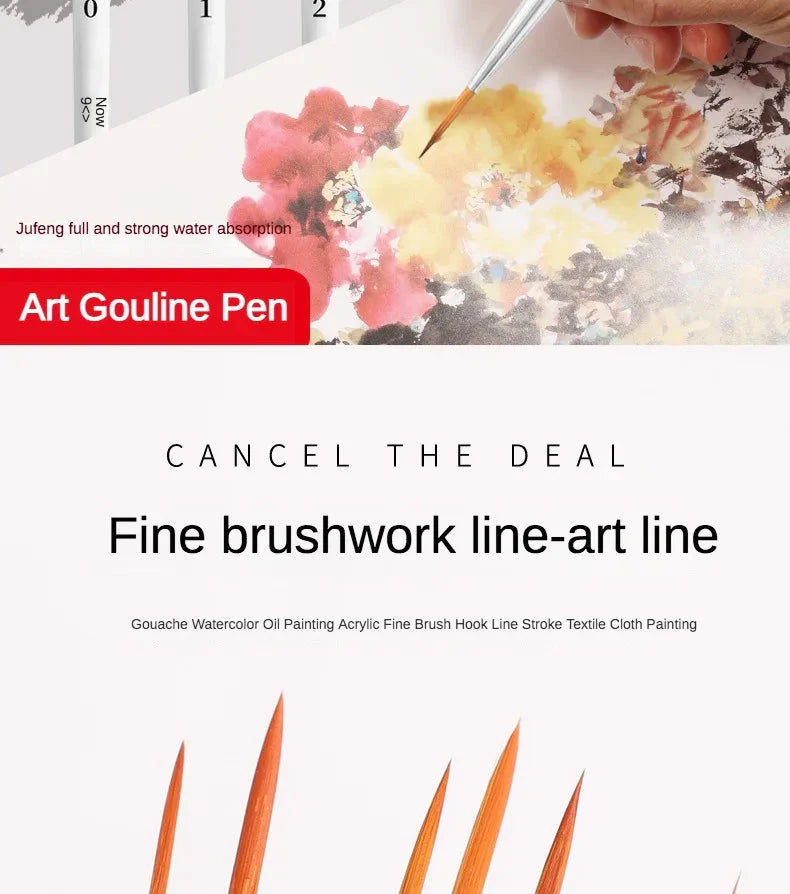 Artist Paint Brush 6 Pcs Set Thin Pen Extra Long Fine Point Liner Tip #000#00#0#1#2#3, Scale Models Nail Acrylic Oil Watercolor