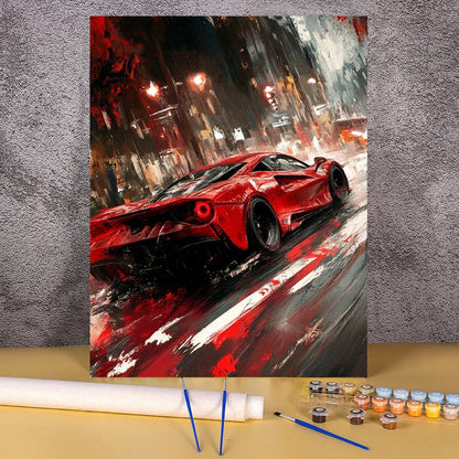 Acrylic Paint By Numbers Red Sports Car  Painting By Numbers On Canvas Coloring By Number For Adults Paint Digital Art