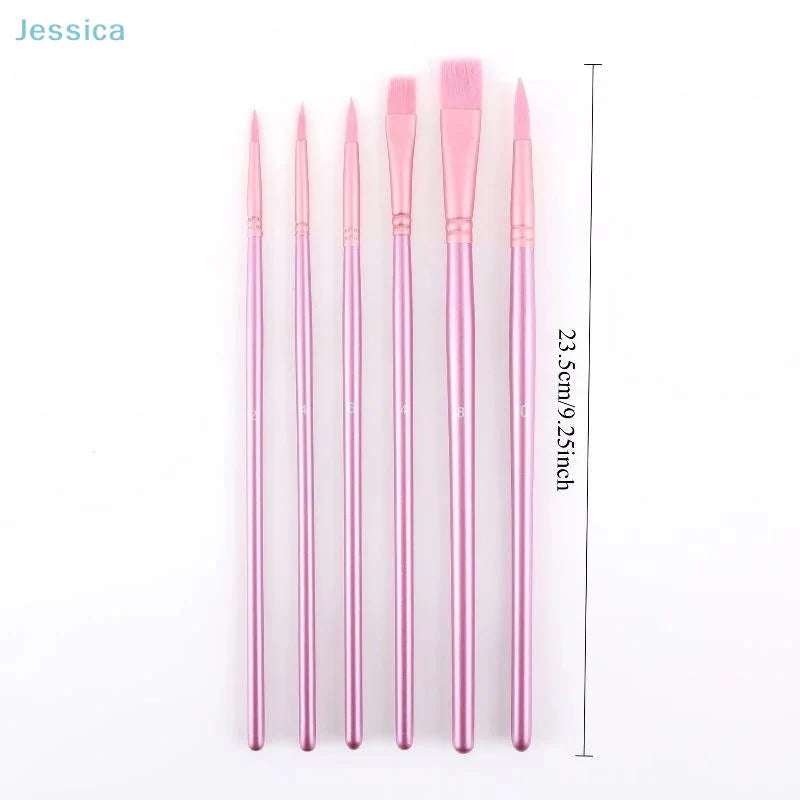 ♥Nylon Bristle Wooden Handle Pointed And Flat Watercolor Paintbrush Set For Art, Acrylic, Gouache, And Oil Painting
