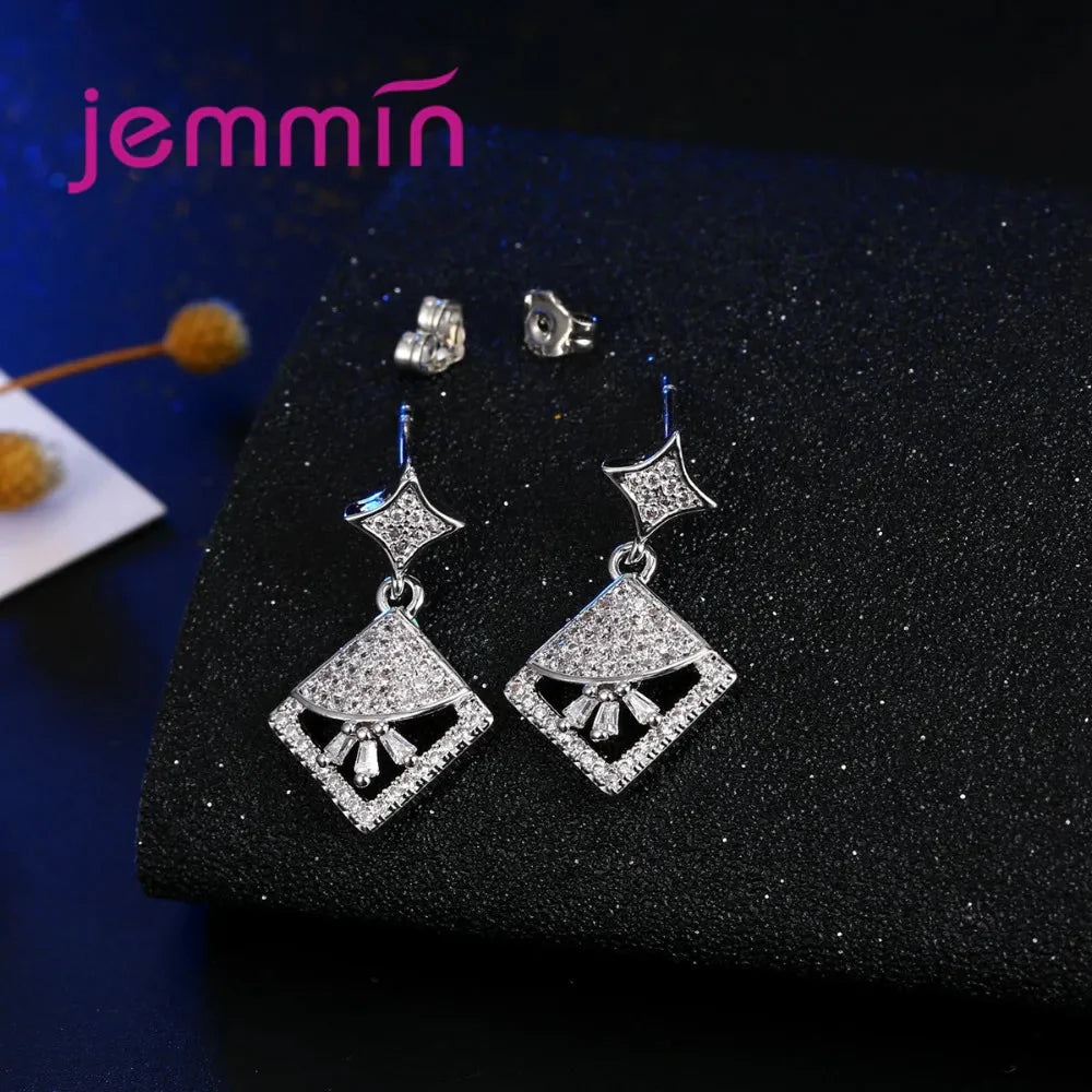Classic Genuine 925 Sterling Silver Jewelry Sets Bridal Jewelry Woman Necklace Earring Sets New Arrival Wedding Engagement Gifts