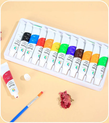 Acrylic Paint Set 12/18/24/36 Colors 12ml Tubes Non-Toxic Waterproof Art Craft Paints for Artists Kids Beginners School Supplies