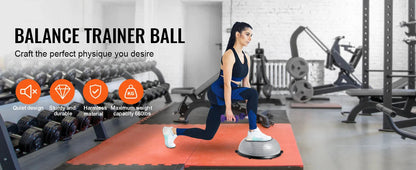 SucceBuy 23/26 inch Half Exercise Ball Trainer Balance Ball Trainer 660lbs Capacity Stability Ball Yoga Ball w/ Resistance Bands