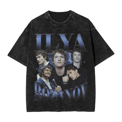 Mens T Shirt Ilya Rozanov 81 Boston Raiders Hudson Williams Washed T-Shirts Hipster  Summer Tee Shirt Y2K Funny Cotton Tops