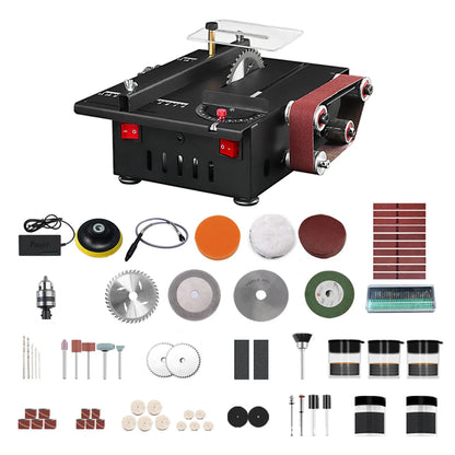 200W Circular Table Saw Mini Bench Saw and Belt Sander Variable Speed 30mm Cutting Depth for Wood Plastic Stone Metal Knife