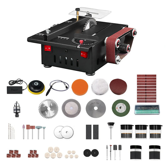 200W Circular Table Saw Mini Bench Saw and Belt Sander Variable Speed 30mm Cutting Depth for Wood Plastic Stone Metal Knife