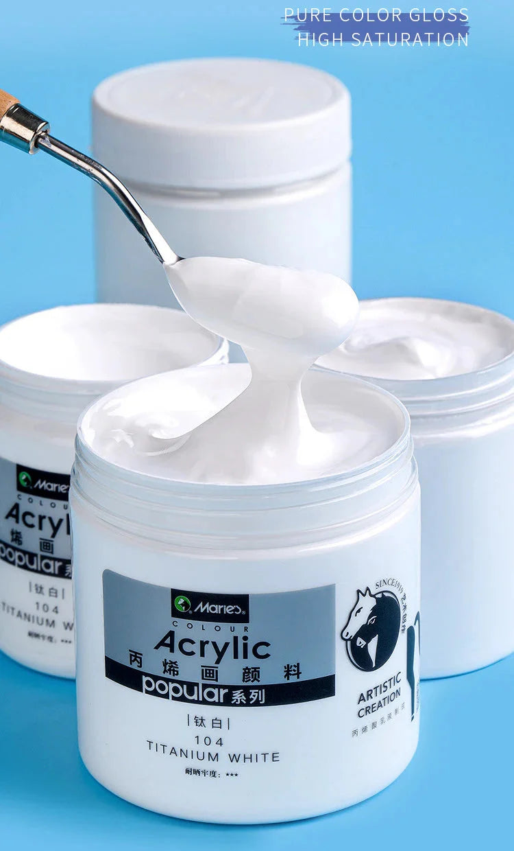 300ml White Acrylic Paints In Large Jars for Wall Painting Without Losing Color Waterproof and Sun Protection Art Supplies