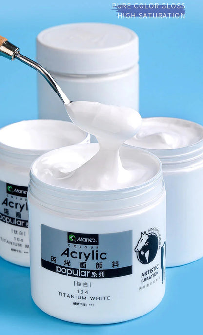 300ml White Acrylic Paints In Large Jars for Wall Painting Without Losing Color Waterproof and Sun Protection Art Supplies