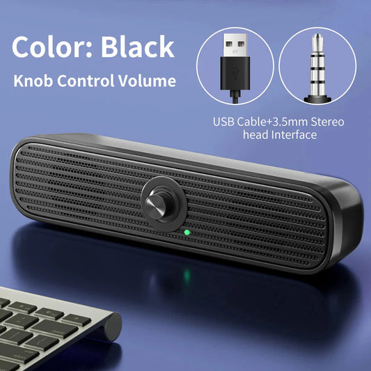 COOMAER Surround Desktop PC Speaker Home Stereo 3.5Aux USB Soundbar System Computer TV Phone HIFI Subwoofer Wired Strong Bass