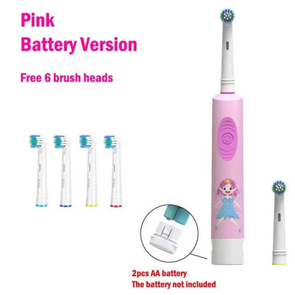 Kids Electric Toothbrush Colorful Cartoon Soft Bristle Rounded Vibrate Heads Teeth Brush Gum Care Battery Power 3-15 Years Old