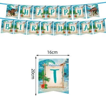 Moana Party Decorations Balloons Set Tableware Napkins Cups Plates Backdrop Kit Disney Vaiana Theme Happy Birthday Deco Supplies
