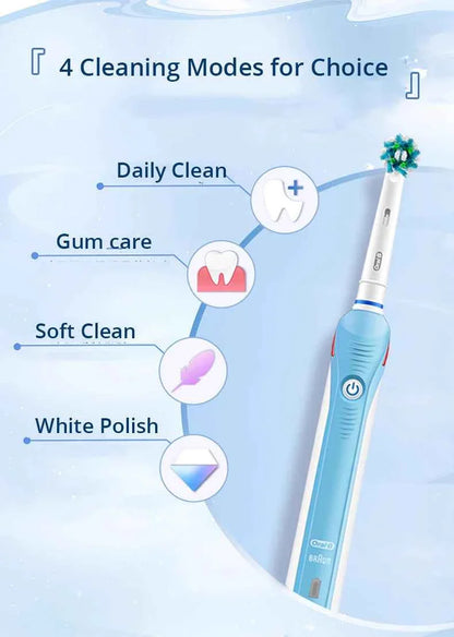 Oral B Electric Toothbrush Pro 4000 Sonic Clean Rechargeable Tooth Brush 4 Cleaning Modes Pressure Sensor Light Wateproof