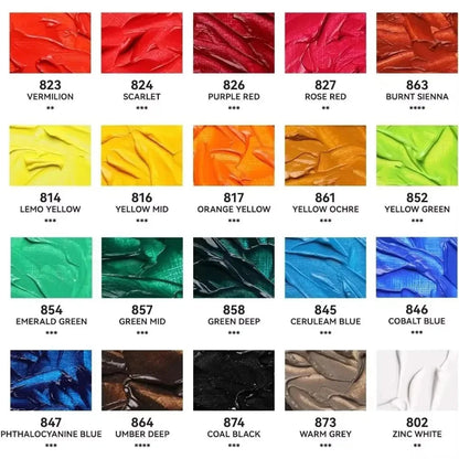 Paul Rubens Oil Paint 20 Colors 50ml Professional Oil Based Paint High Saturation Creamy Texture for Artists Beginners