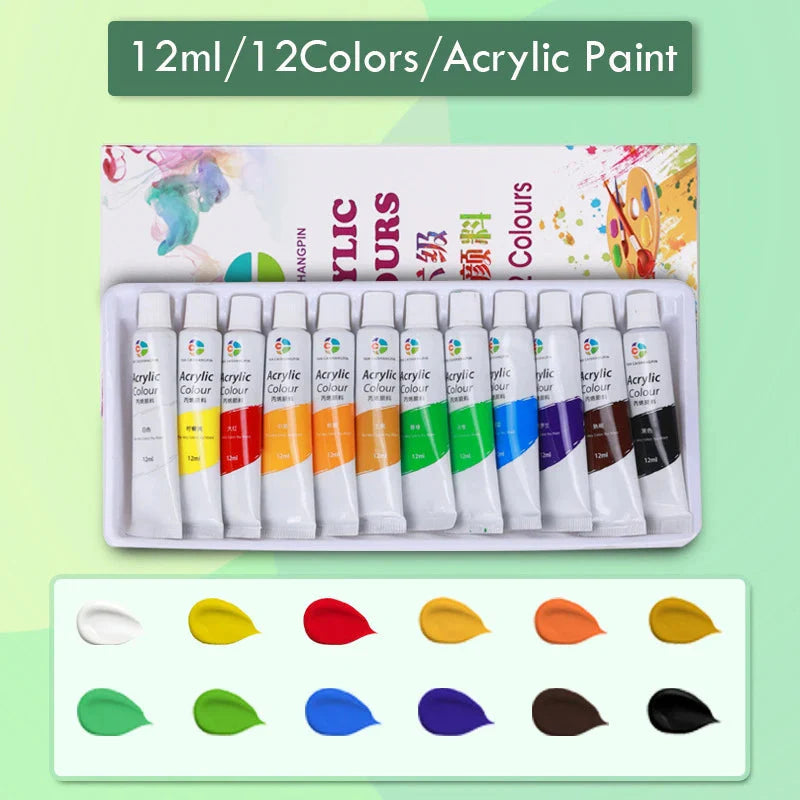 12/18/24/36 Colors Acrylic Paint Set Art Supplies акриловые краски 야광도료 for Artist On Metal Plastic Ceramic Leather Wood Glass