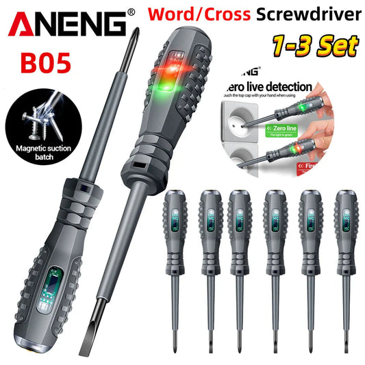 ANENG B05 Word/cross Screwdrivers Neon Bulb Indicator Meter Electric Pen Insulated Electrician Highlight Pocket Tester Pen Tools