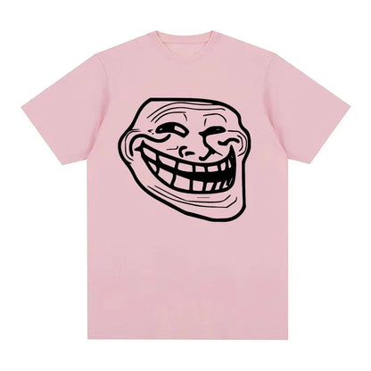 Short Sleeve Cotton T-shirts for Men and Women Funny Memes Retro Fashion Troll Face Angry Men Harajuku Streetwear