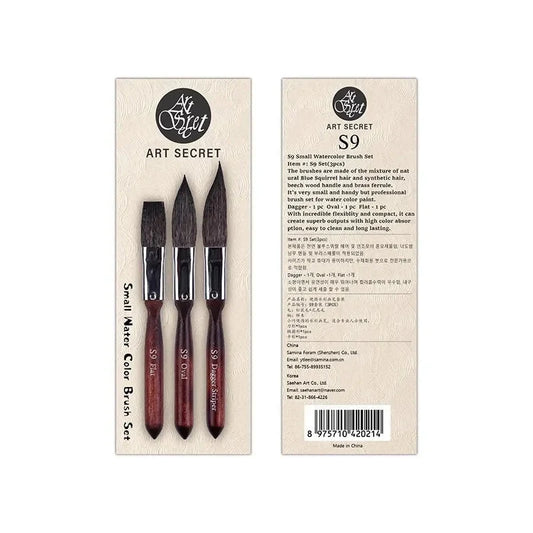 Artsecret Mini Dagger Oval  Flat Squirrel Hair Watercolor Brushes Set Professional Painting Brush For Painting Art Supplies