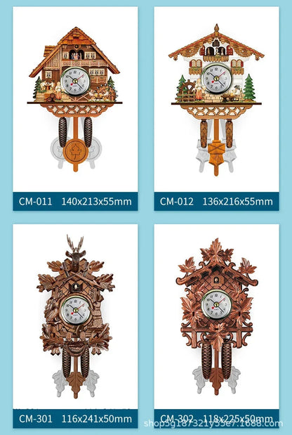 Wooden Hanging Wall Clock Bird Alarm Clock Cuckoo Clocks For Home Decoration Quartz Watch Decorative Home Decor