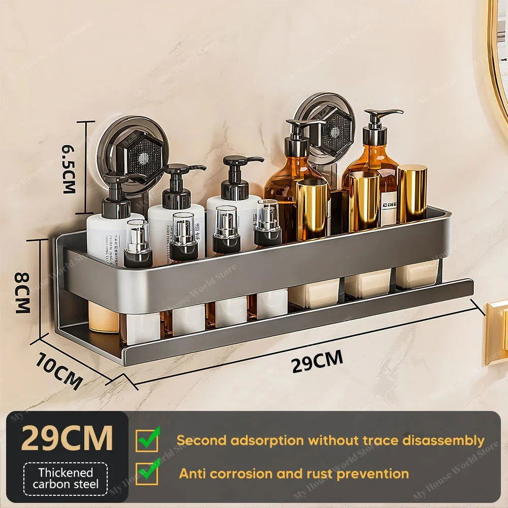 Shower Suction Cup Shelf Storage Shelf Home Organizer Shelf Holder Bathroom Organizer Suction Cup Wall Mounted Storage Rack