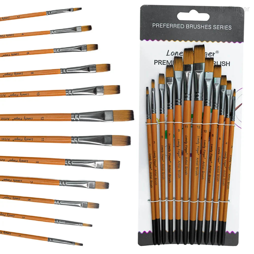 Paint Brush Set 12/48pcs Synthetic Hair for Acrylic Painting Watercolor Painting Gouache Ink Craft and Detail Painting