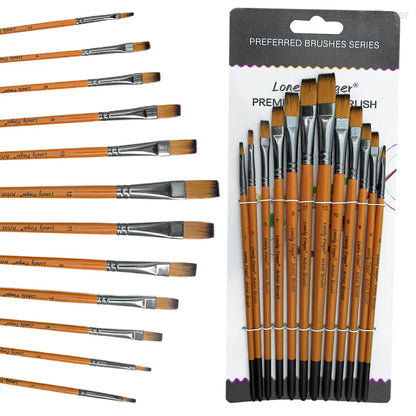 Paint Brush Set 12/48pcs Synthetic Hair for Acrylic Painting Watercolor Painting Gouache Ink Craft and Detail Painting