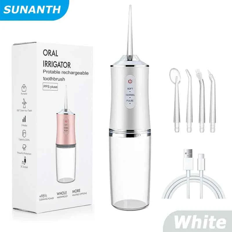 Portable Cordless Teeth cleaning machine Travel Oral Irrigator USB Rechargeable 3 Modes 4 Jet Tips IPX7 Mouth Washing Machine
