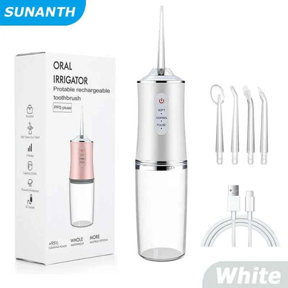 Portable Cordless Teeth cleaning machine Travel Oral Irrigator USB Rechargeable 3 Modes 4 Jet Tips IPX7 Mouth Washing Machine