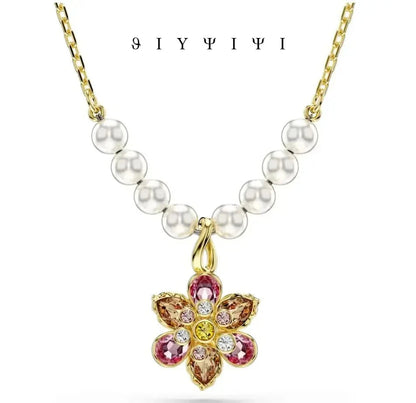 2025 New Gorgeous Flower Yang Jewelry Set: An Elegant Flower Art Feast with Gold Inlaid Treasures and Pearls