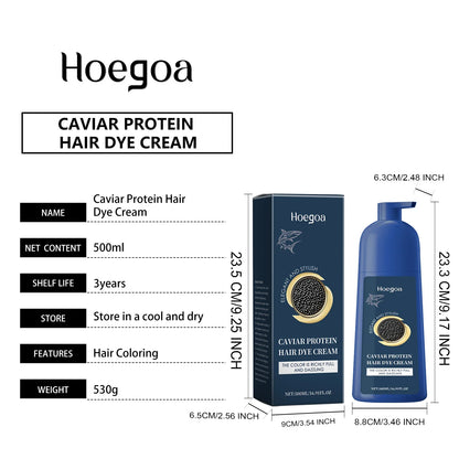 Caviar Protein Hair Dye Shampoo Gray White Hair Color Treatment Smoothing Nourishing Fast Natural Herbal Color Hair Cream 500ml
