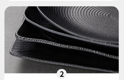 Pretty Black Melamine Plates Steak Barbecue Trays for Meal Vegetables Fruit Western Dinner Dishes Beautiful Tableware Decoration