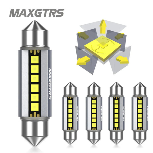 5Pcs MAXGTRS LED C5W C10W 39mm 41mm 42mm LED Festoon Canbus Error Free 6500K White Car Interior Light Reading Dome Trunk Lamp 12