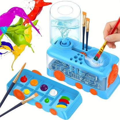 5-in-1 Art Supplies Kit with Water Wheel, Brush Holder & Palette - Watercolor & Acrylic Painting Set for Adults & Students