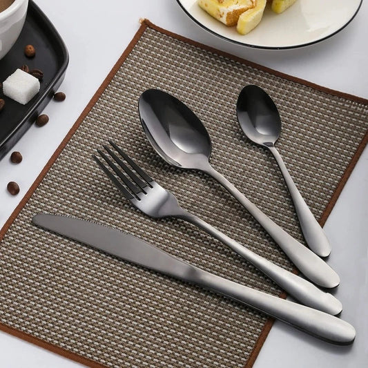 24-Piece Silverware Set with Steak Knives Forks Spoons,Stainless Steel Flatware ,Tableware Cutlery Service for 6,Dishwasher Safe
