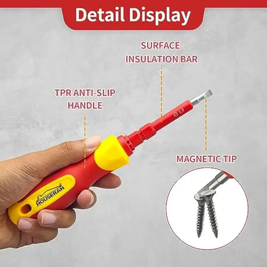 9714B 500V Insulated Screwdriver Set 12Pcs Double-Ended Insulated Screwdriver Tool with Non-Slip Handle All-in-One Prem