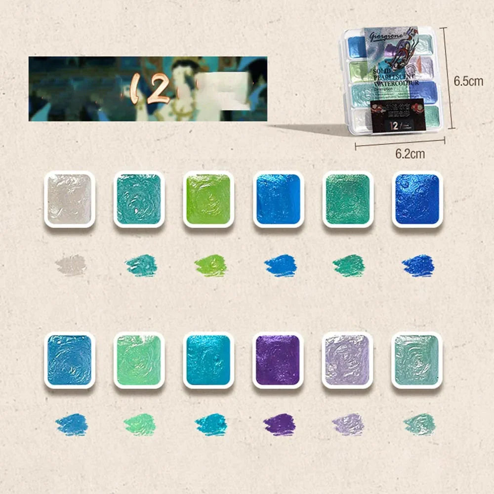 12/24/35/48Color Pearlescent Solid Watercolor Paint Multifunctional Painting Tool Set Painting Paint DIY Watercolor Sets