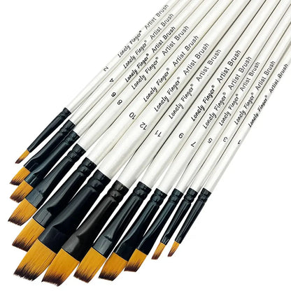 12/48pcs Premium Flat Art Paintbrush Set Durable Anti-Shedding Synthetic Nylon Bristles for Watercolor Acrylics Gouache Painting
