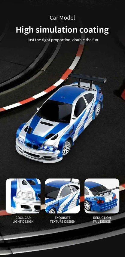 RTR RC Dift Race Car 1/43 Scale 4WD Gyro Four-wheel Drive Radio Control High Speed Model 2.4G Racing Drifting Cars Gifts Toys