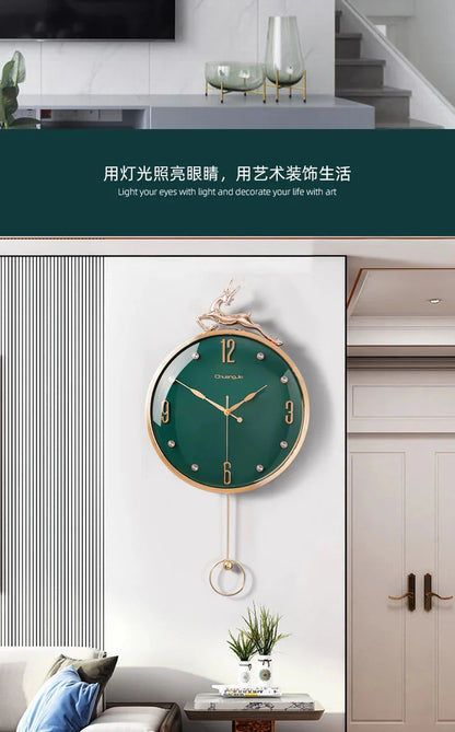 13 Inch Auspicious Deer Wall Clock Nordic Brief Design Living Room Decoration Kitchen Mute Clocks Art Wall Watch Home Decor NEW