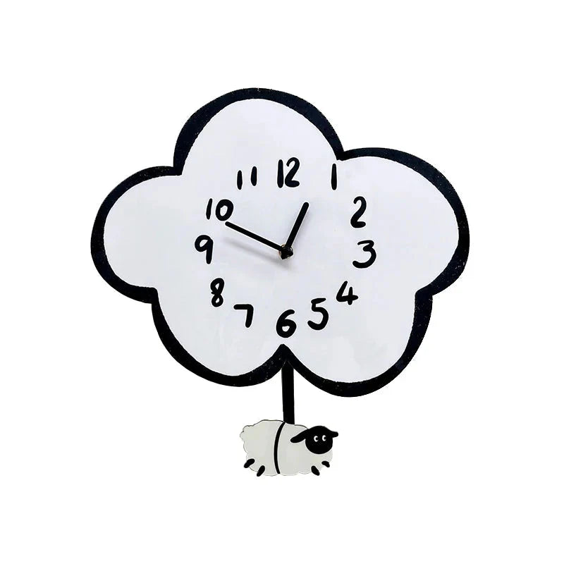 Cartoon Silent Swinging Wall Clock - Cute Home Decor for Living Room Bedroom - Room Decoration Silent Wall Clock