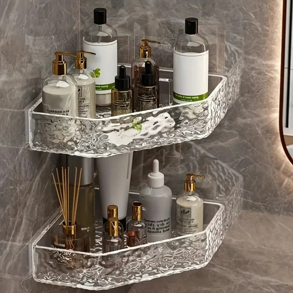 Wall Mount Corner Shelf Glacier Design Clear Bathroom Shelf for Shampoo Soap Storage Organizer Shower Caddy Bathroom Accessories