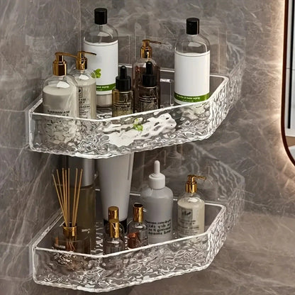 Wall Mount Corner Shelf Glacier Design Clear Bathroom Shelf for Shampoo Soap Storage Organizer Shower Caddy Bathroom Accessories