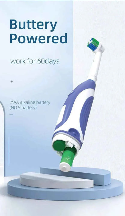 Electric Toothbrush Rounded 3D Heads Teeth Brush Soft Bristle Vibrate Rotation Gum Care Battery Power Teeth Whitening For Adults