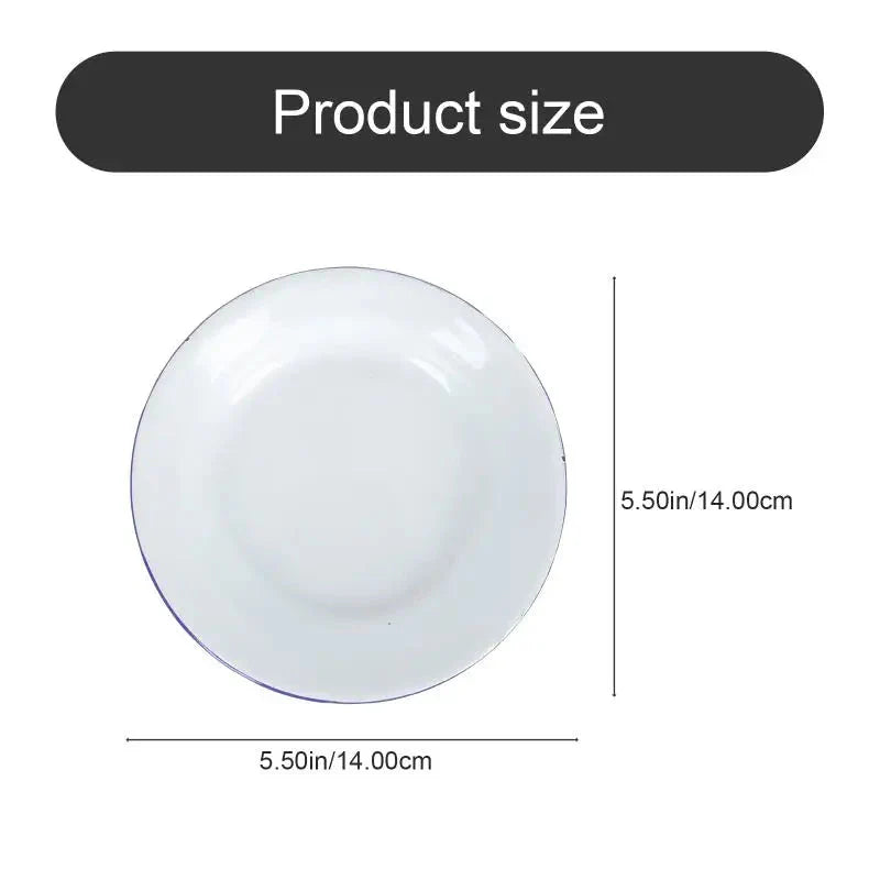 4 Pcs Serving Enamel Dish Set White Platters Enamelware Dishes Vegetarian Diet Dinner Plates