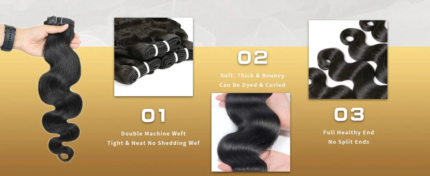 Body Wave Human Hair Bundles 12A Raw Virgin 100% Unprocessed Weave Human Hair Extensions 1 3 4 Bundles Deals Natural Color