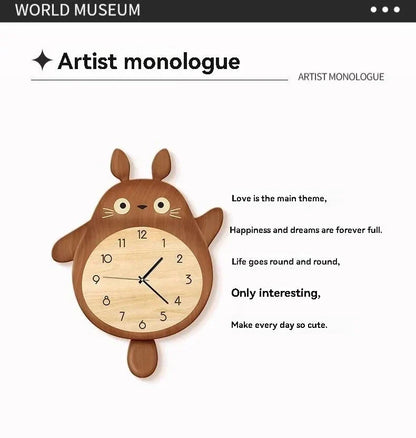 Cartoon Cat Design Wall Clock Wooden Sway Hanging Clock Decorative Painting For Restaurant Home Decor Gift