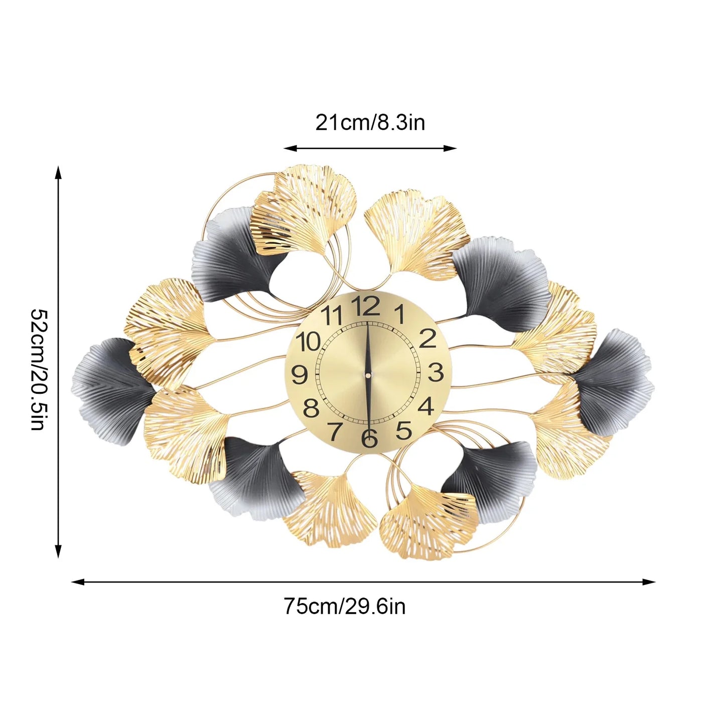 Background Art Display Design Round Gold Clock 8"