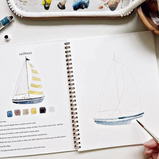 Portable Watercolor Workbook 12 Colors Watercolor Paint Set With Paint Brush Beginner-Friendly Workbook for DIY Painting Project